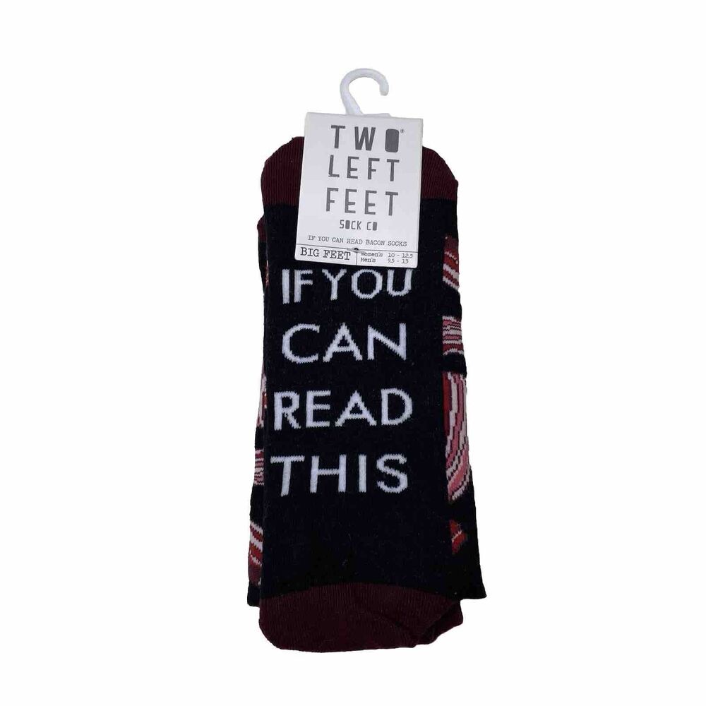 Two Left Feet If You Can Read This Bring Me Some Bacon Socks One Size Fits New